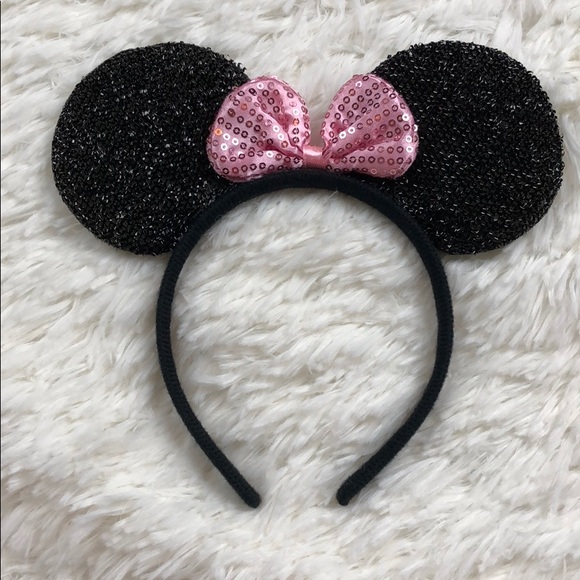 Other - Minnie Mouse Ears with Sequins Pink Bow
